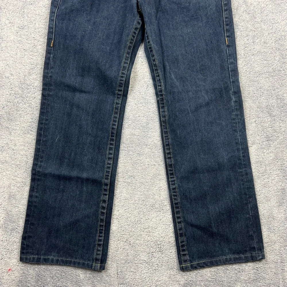 True Religion Mens 32(31)x29 Dark Billy Super T Straight Leg Leather Horseshoe